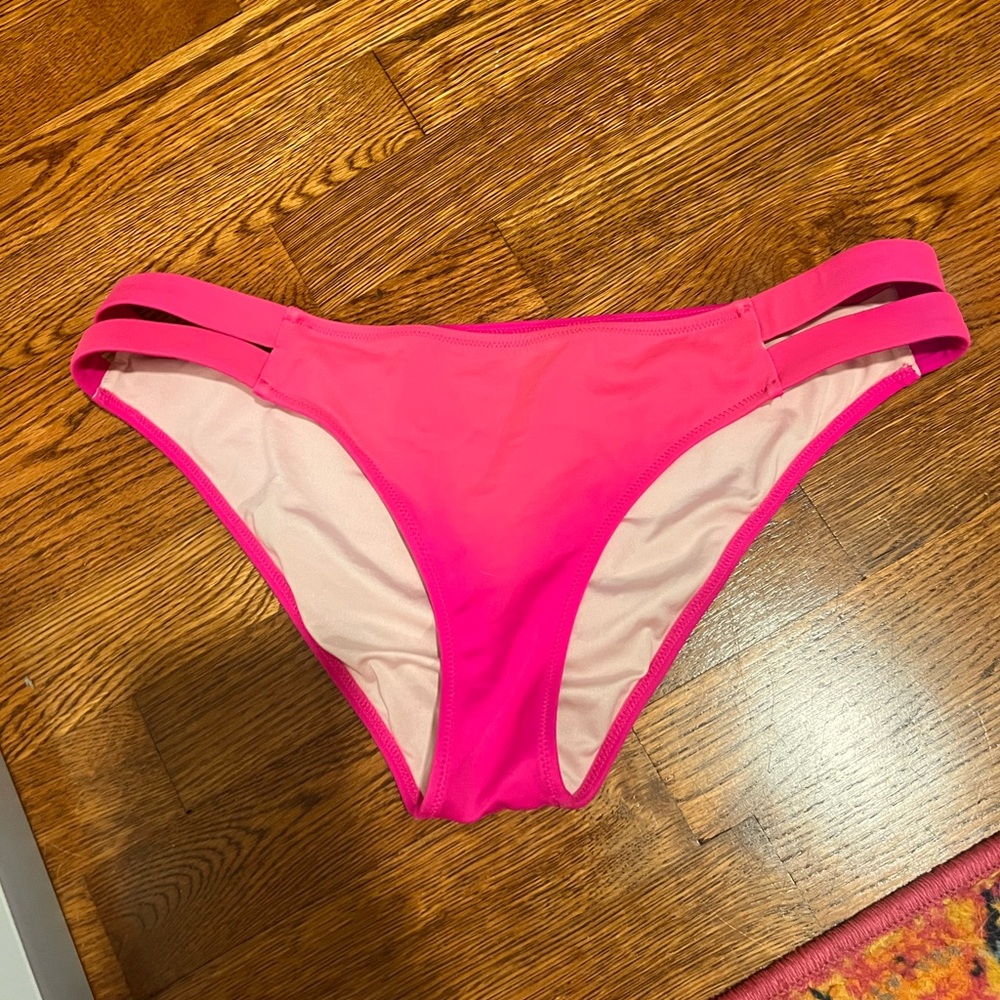 Vibrant Pink Bikini Bottom with Dual Side Straps